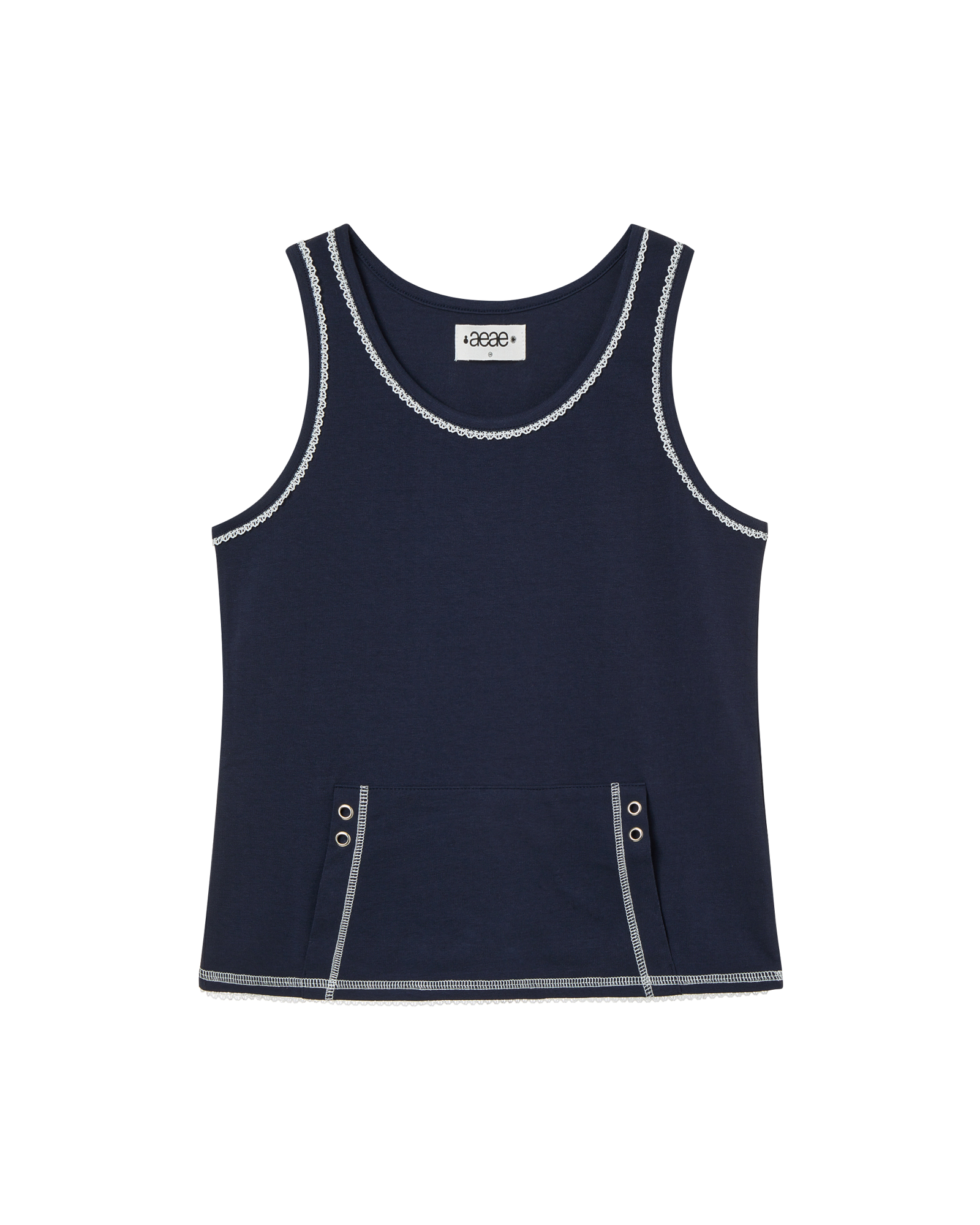 LACE POCKET SLEEVELESS NAVY