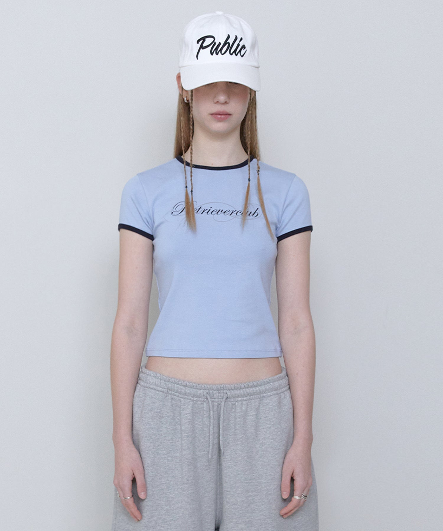 WAVE SCRIPT CROP TEE DARK SKY BLUE