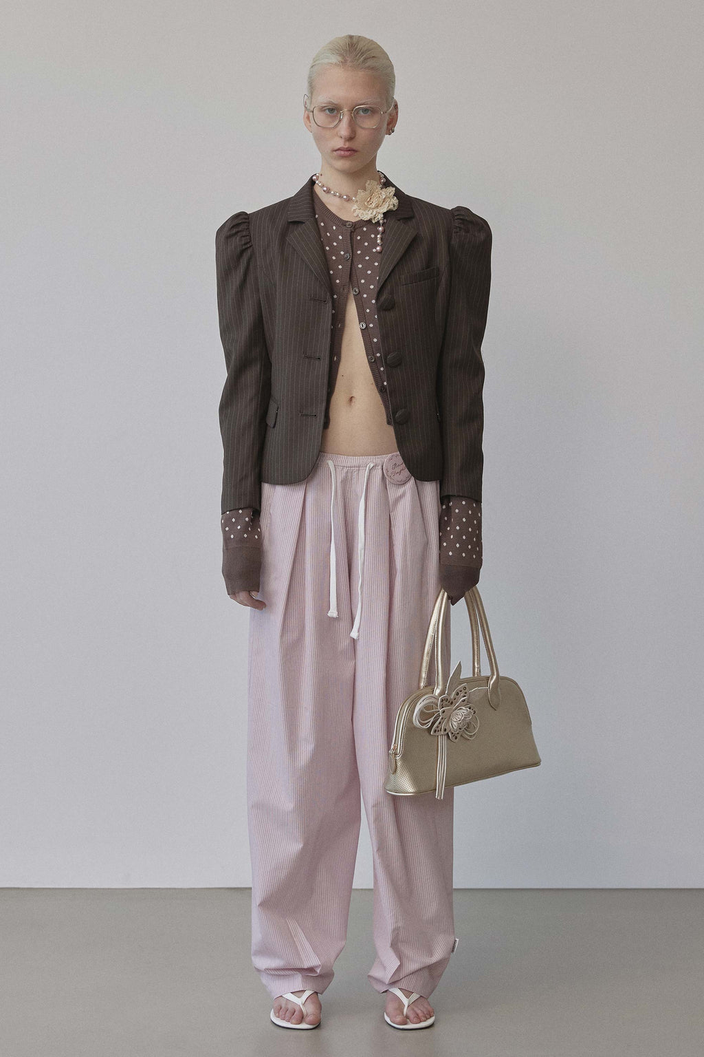 Puff Tailored Jacket Brown Pinstripe