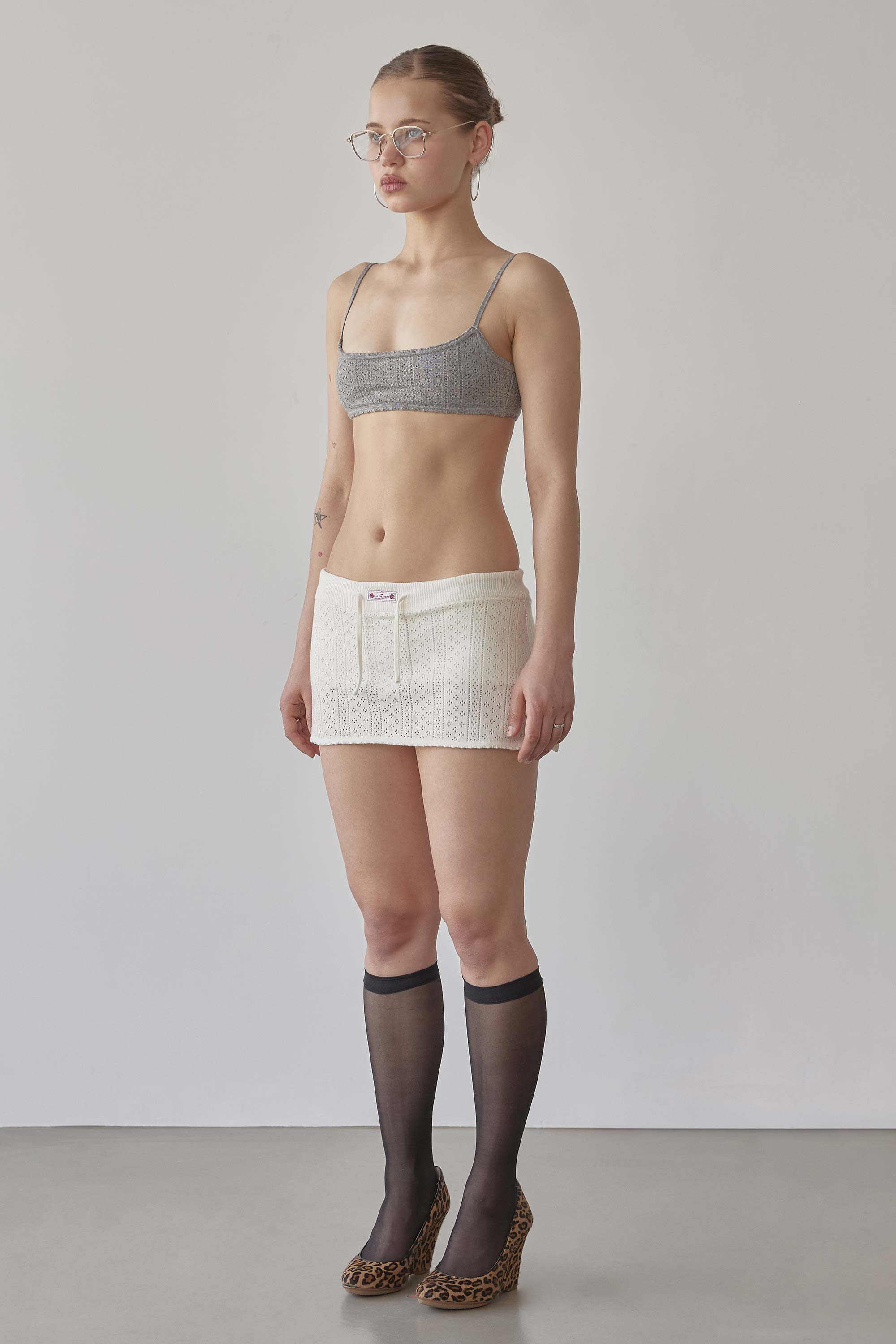 Eyelet Knit Skort Ivory