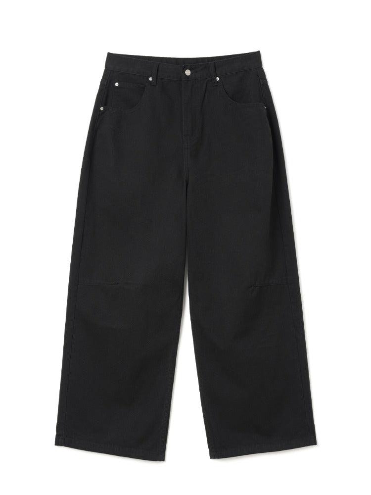 Loose Straight Denim Pants Black