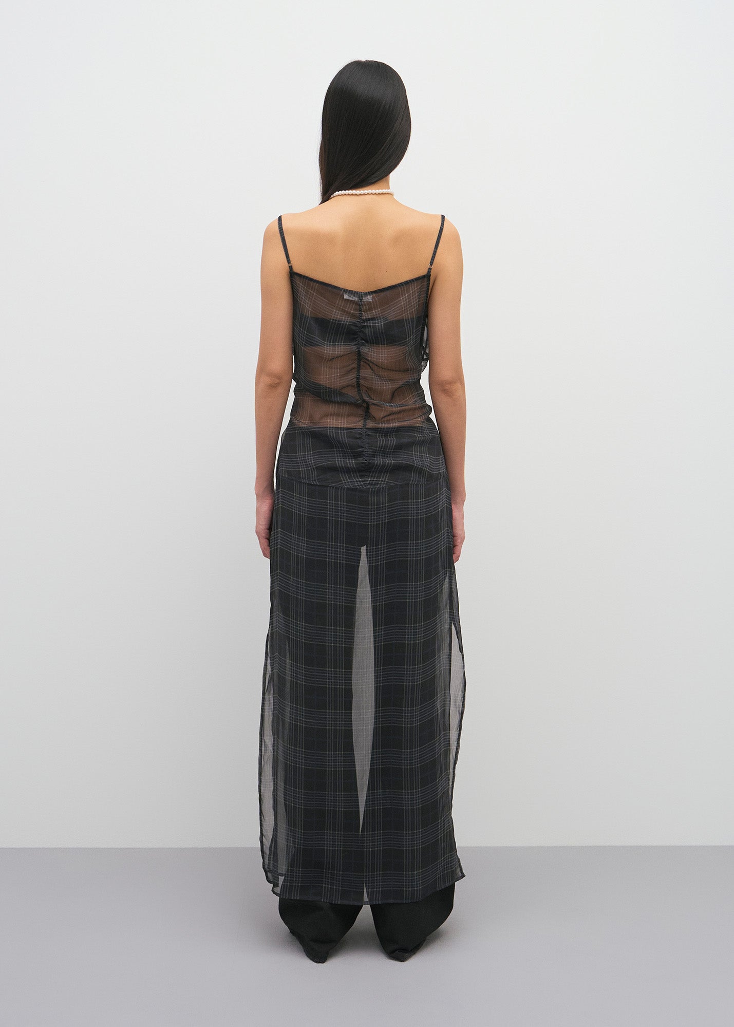 HOOK DETAIL CHIFFON DRESS_CHECKED / 2 Color