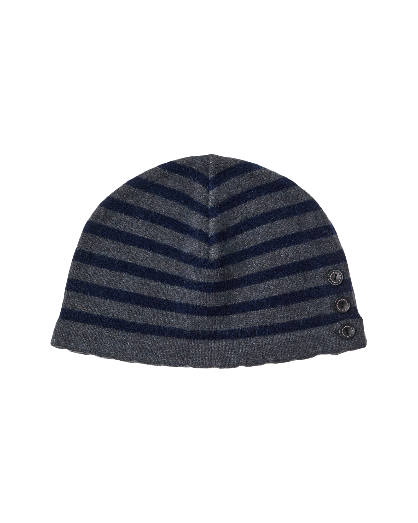 STRIPE BUTTON BEANIE GREY