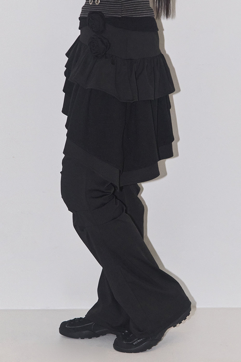 Bloom flared skirt pants Black