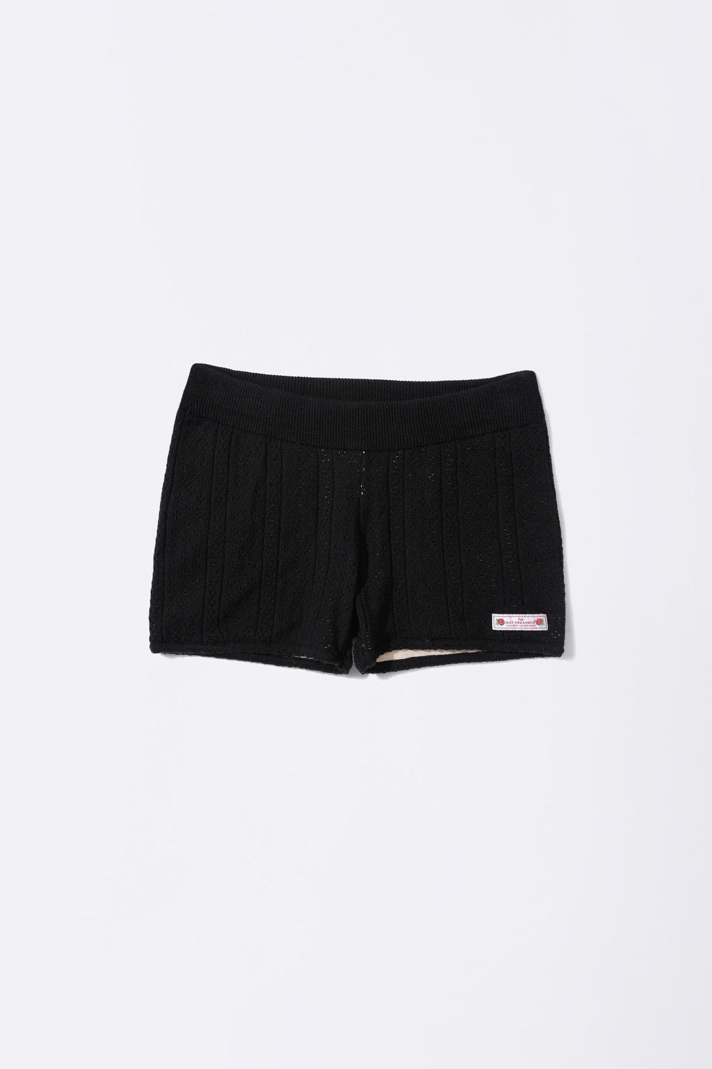 Eyelet Knit Shorts Black