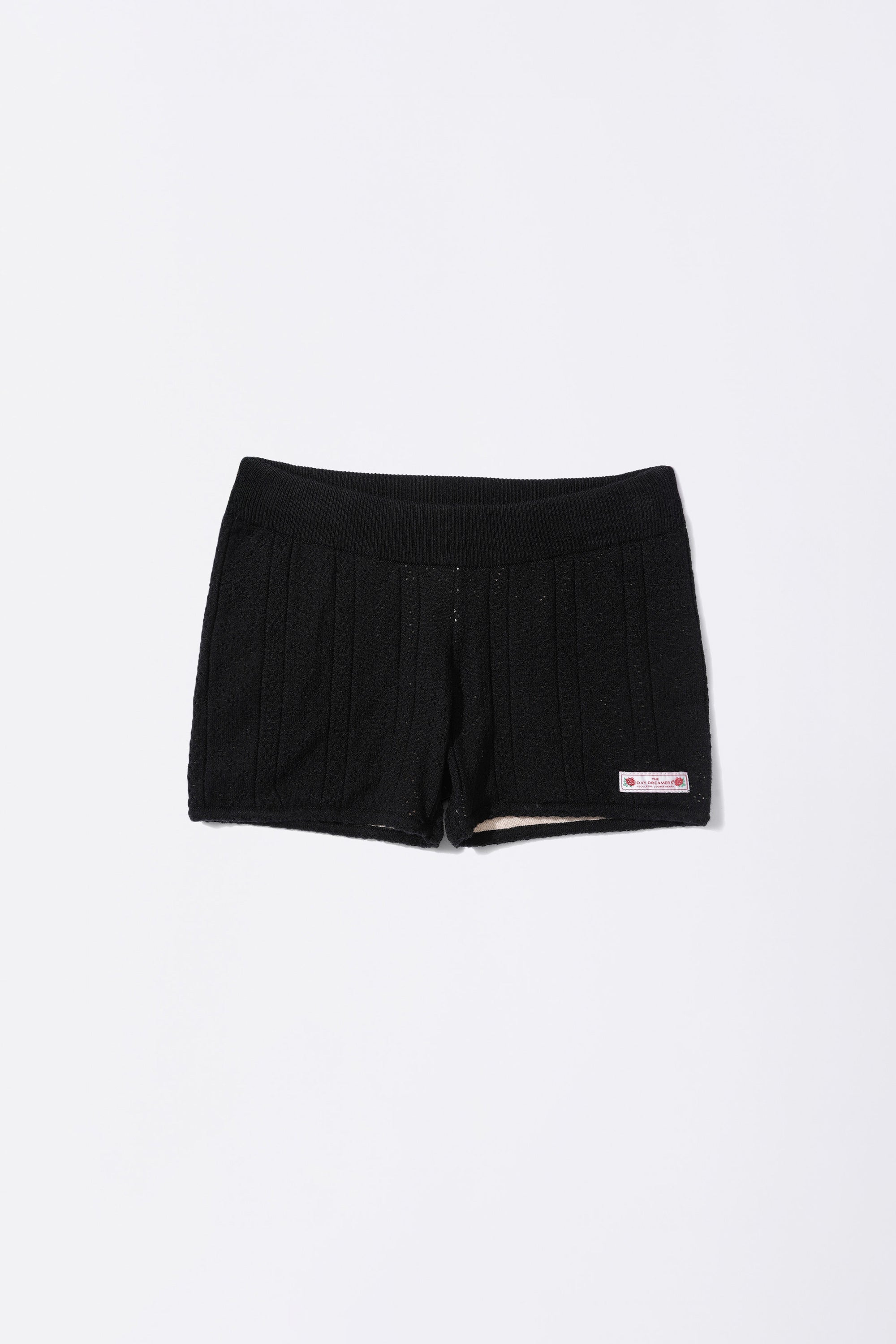 Eyelet Knit Shorts Black