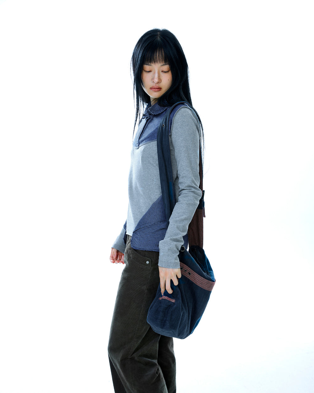 REVERSIBLE COLLAR LONGSLEEVES MELANGE GREY