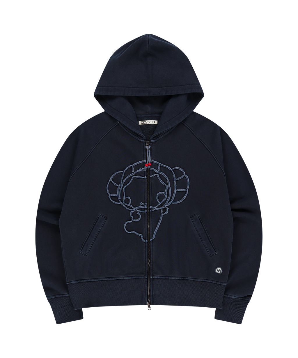 VINTAGE TAPE HOOD ZIP-UP NAVY