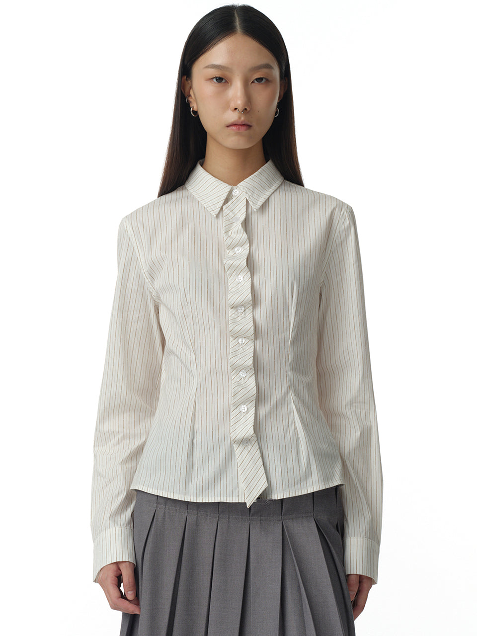 Double Placket Shirts White