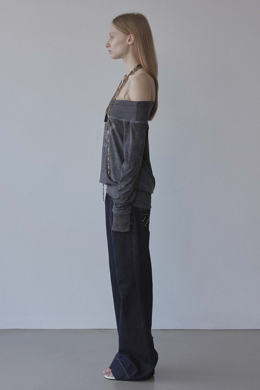 Maui Off-Shoulder Dress Washed Charcoal