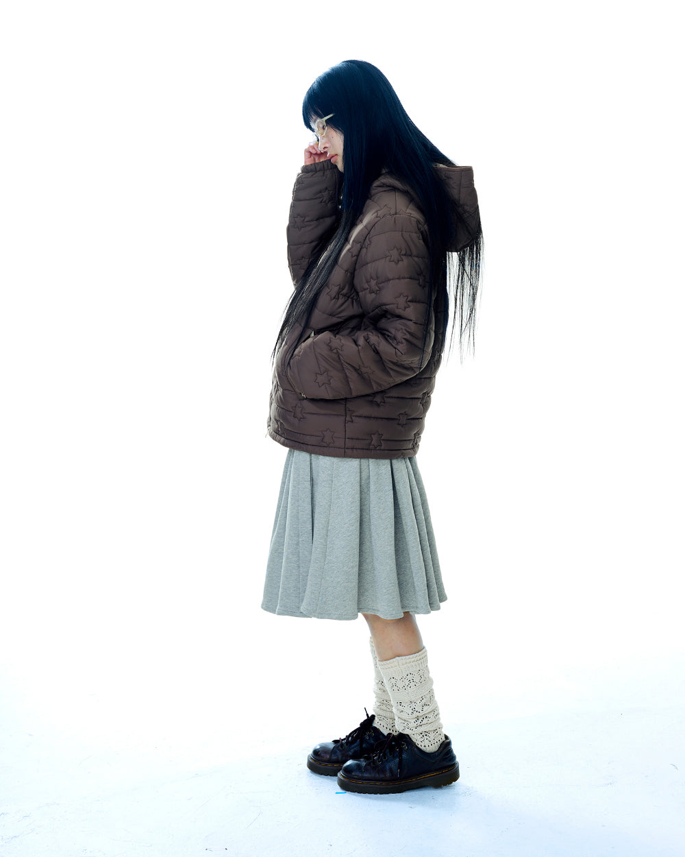 FLUFFY LIGHT PADDED JACKET BROWN