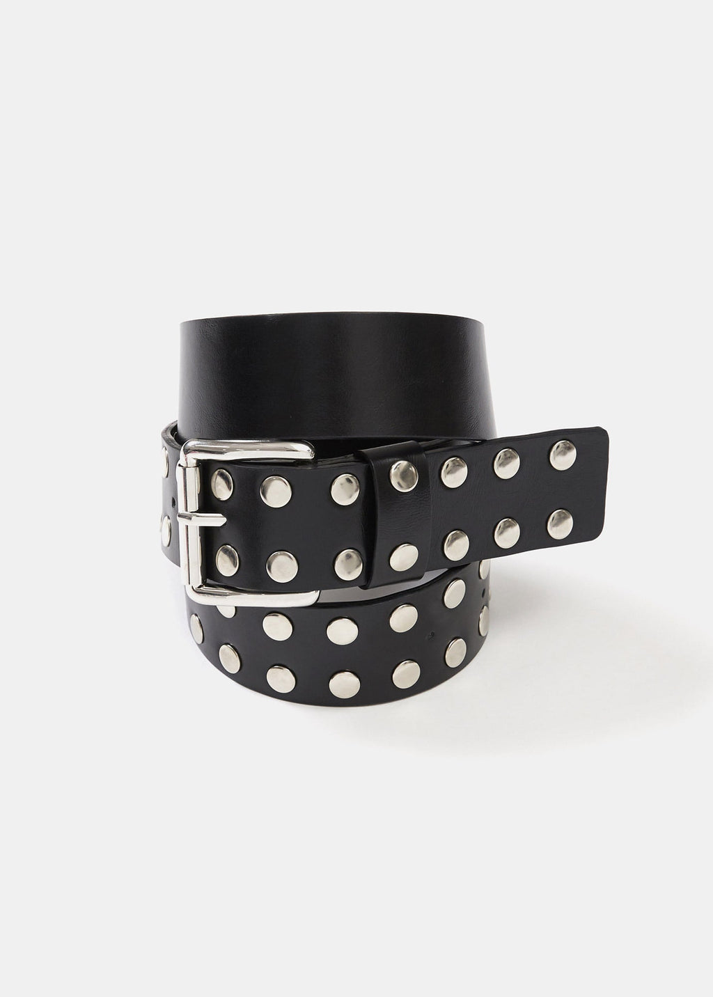 Double Studded Leather Belt / Black