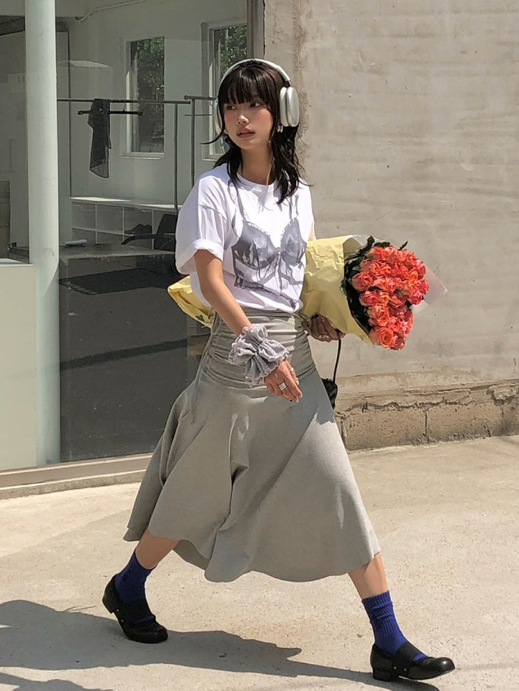 SNAP CORSET GRAPHIC T-SHIRT / WHITE