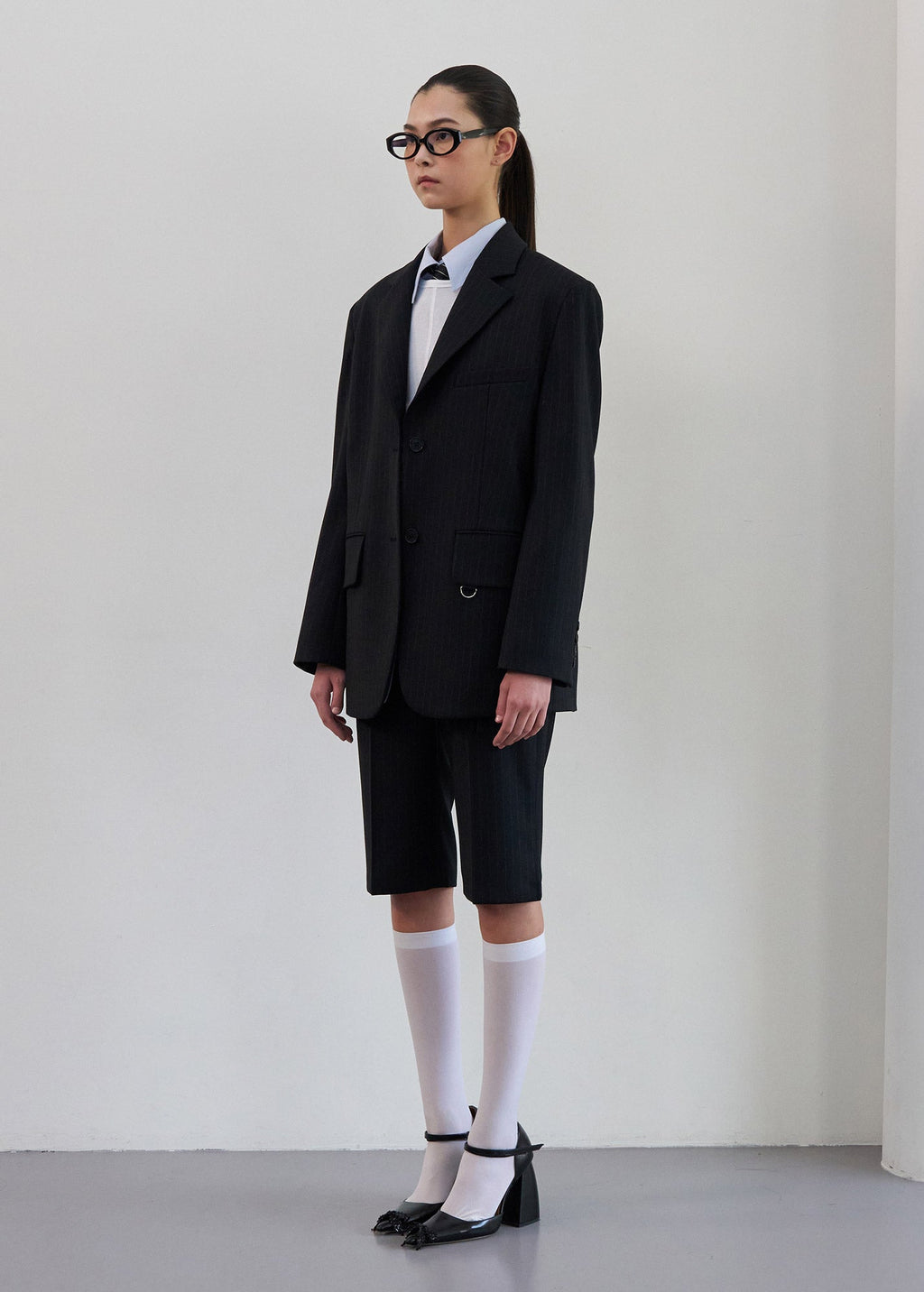 PINSTRIPED OVERSIZED BLAZER / 2 Color