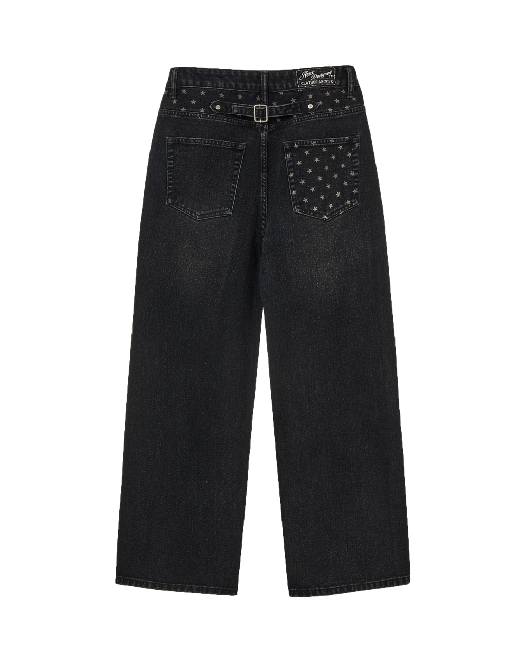 STAR POCKET DENIM PANTS BLACK
