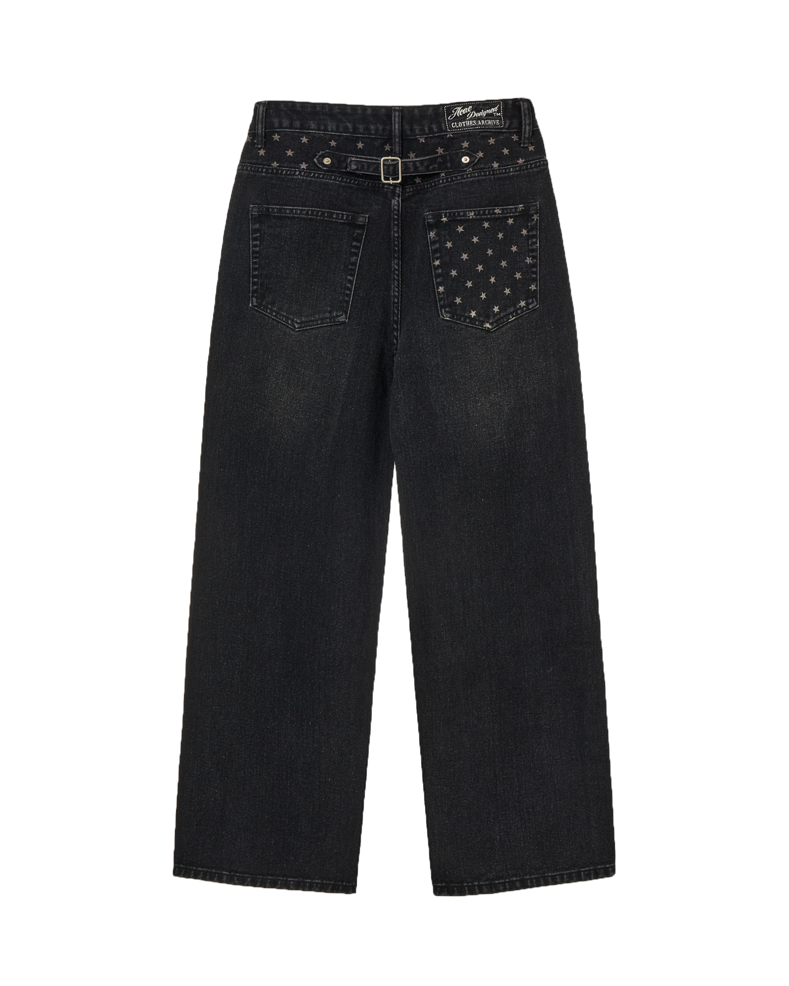 STAR POCKET DENIM PANTS BLACK