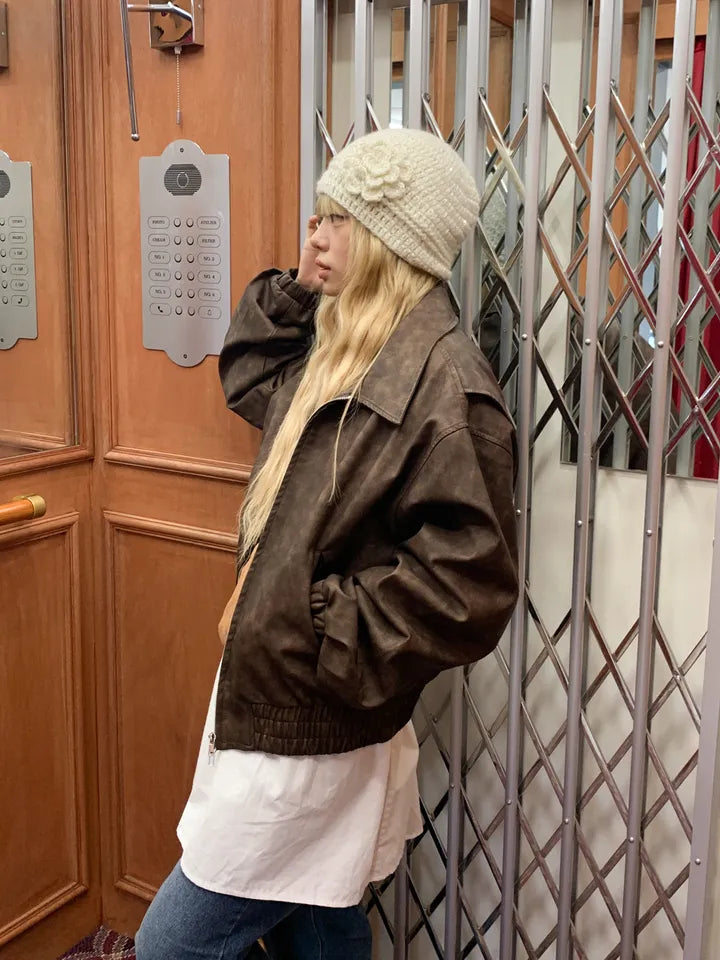 Spangle Flower Knit Beanie