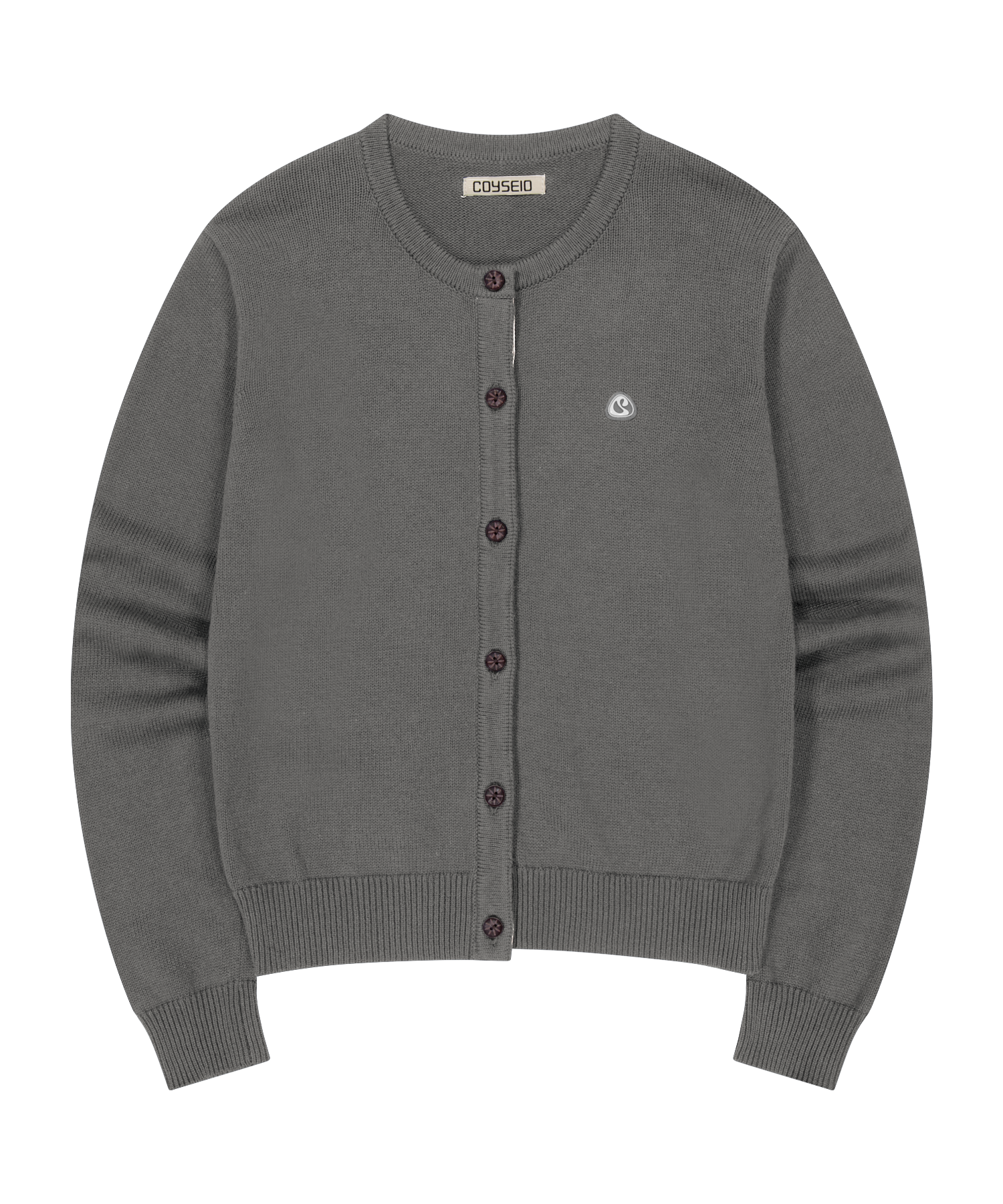 FLOWER PLACKET CARDIGAN GREY