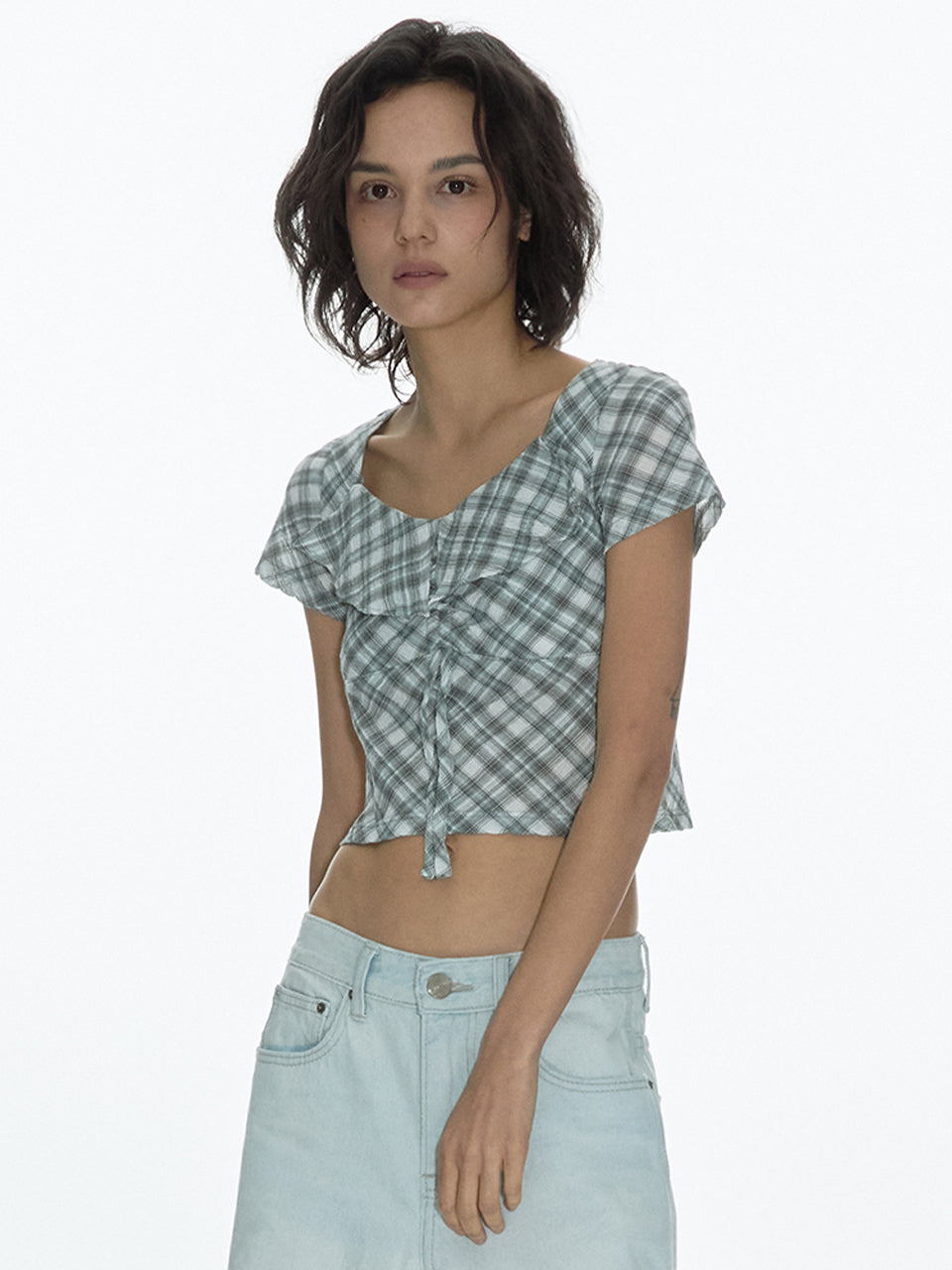 Butter Shirring Blouse Green