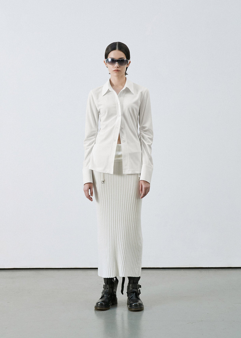 SUSPENDERS RIBBED KNIT DRESS IVORY / 2 COLOR