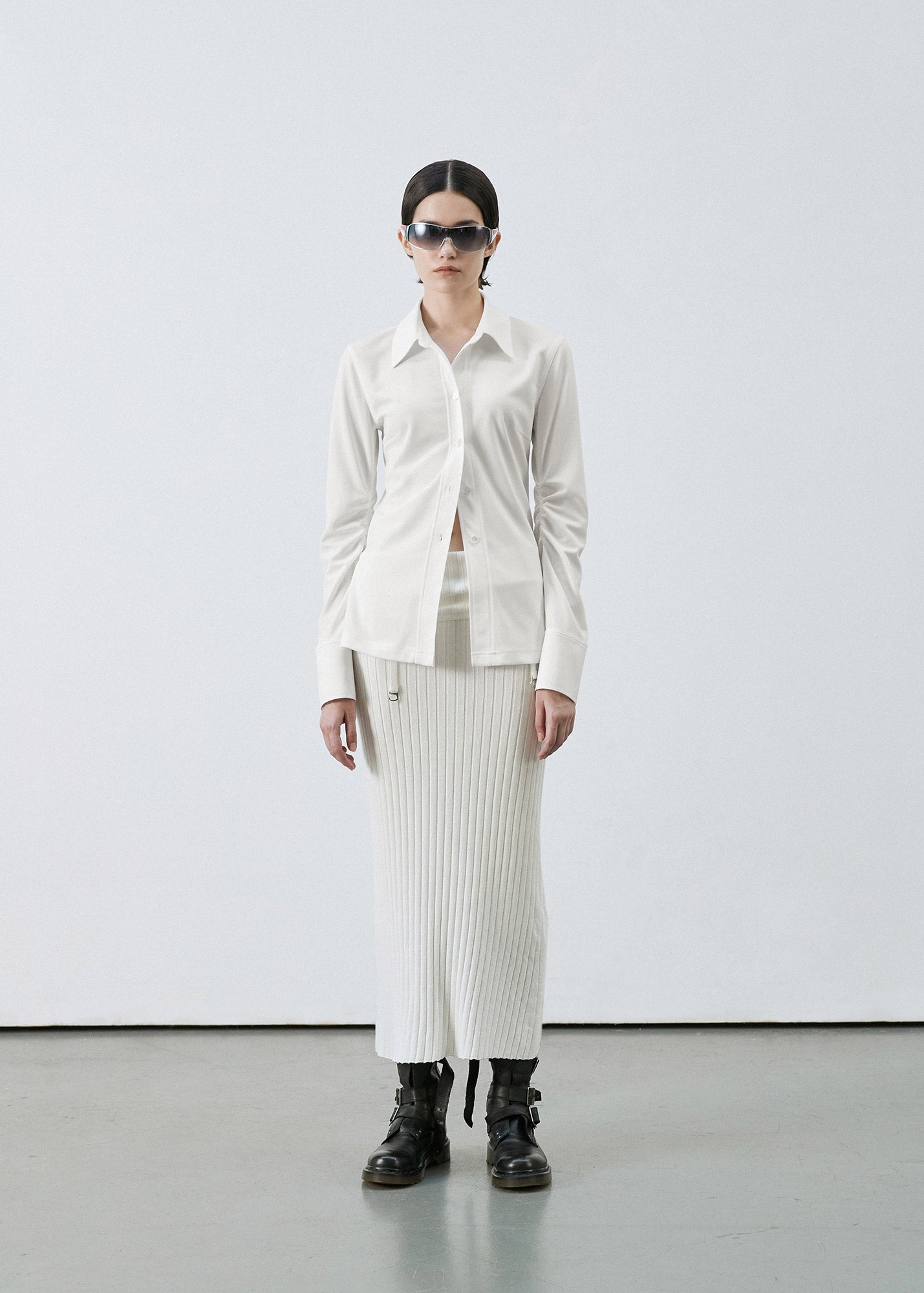 SUSPENDERS RIBBED KNIT DRESS IVORY / 2 COLOR