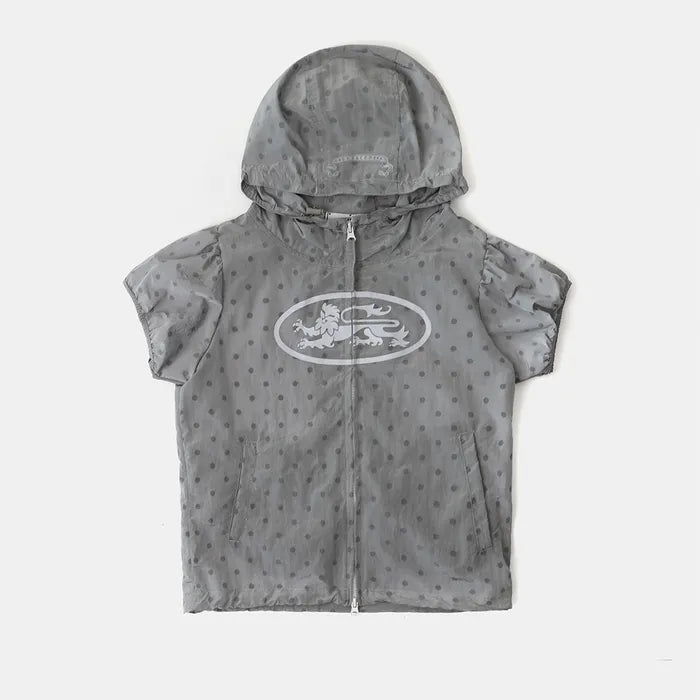 Mystic Nylon Reflective Short Sleeve Hooded Zip-Up