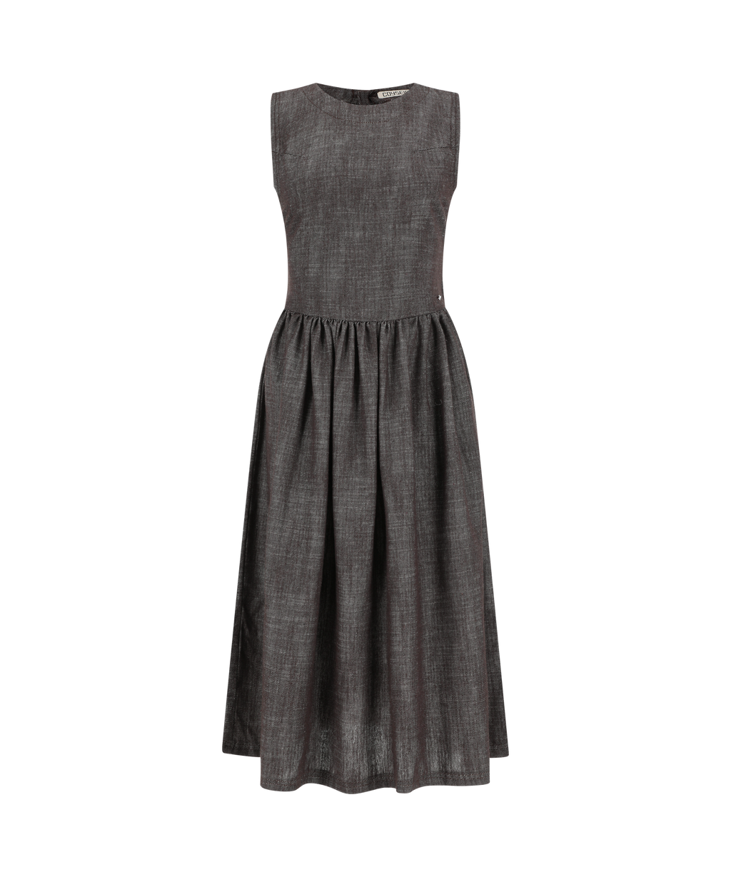 ROUND CUT OUT DRESS BROWN