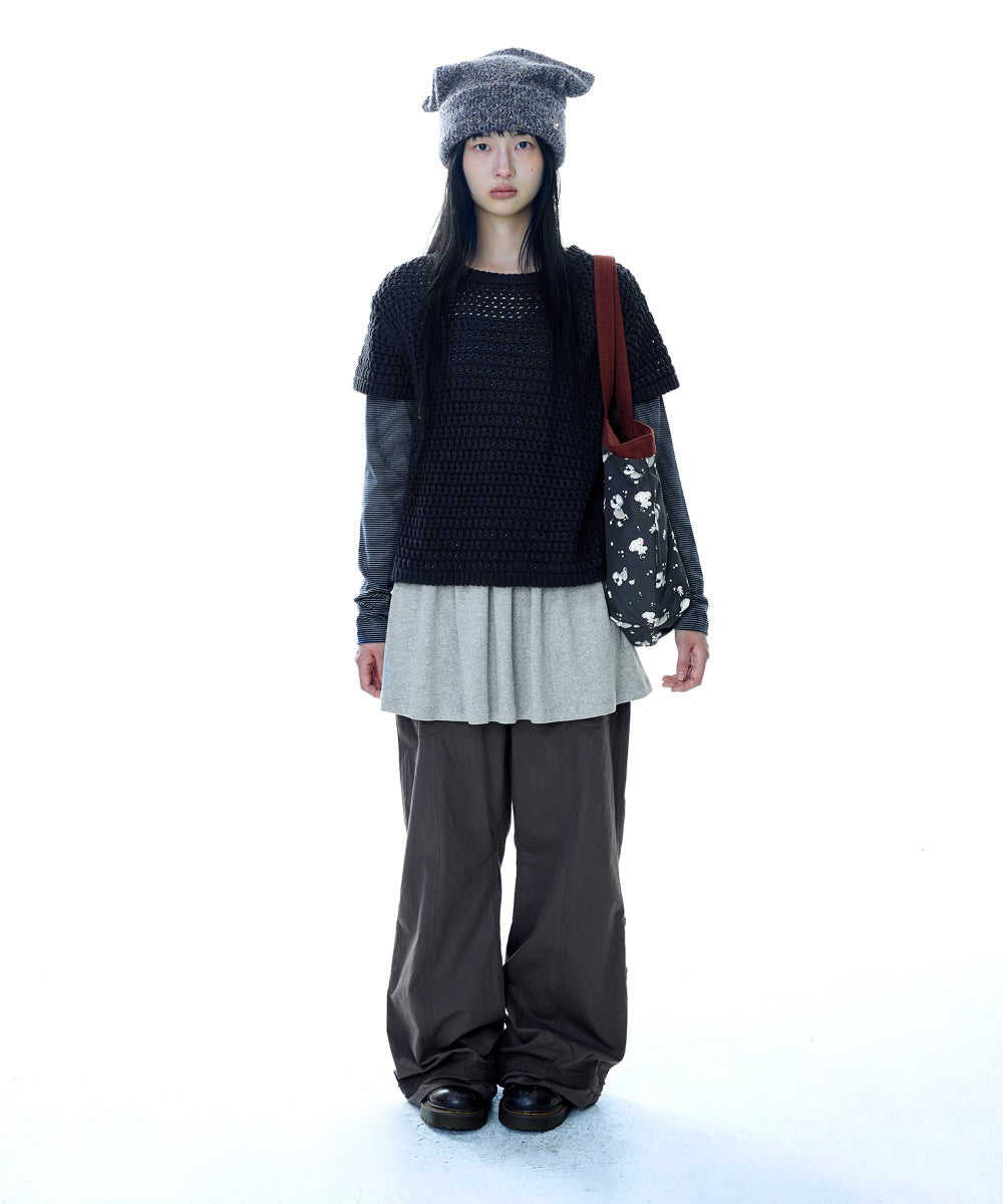 LACE COTTON PANTS RED BEAN