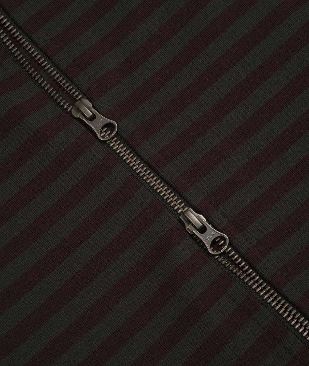 TCM Stripe Hood Zip-up / charcoal burgundy