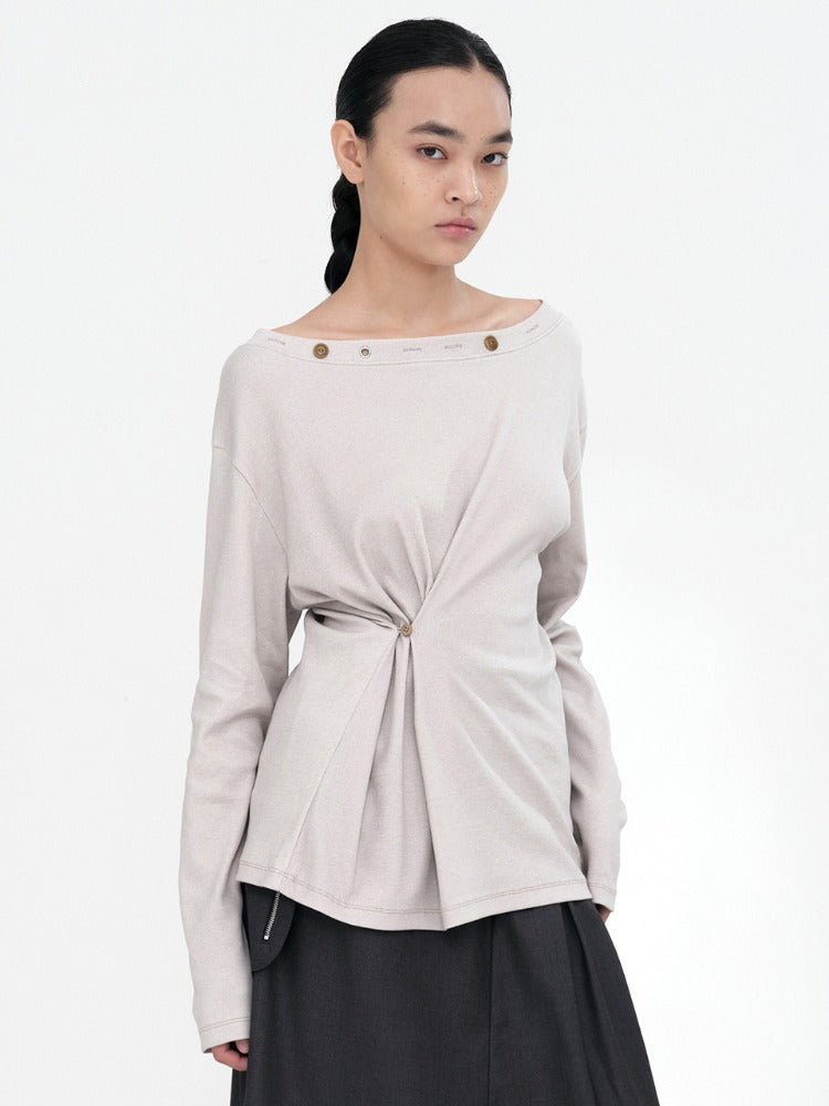 Button Mix T-Shirts Beige