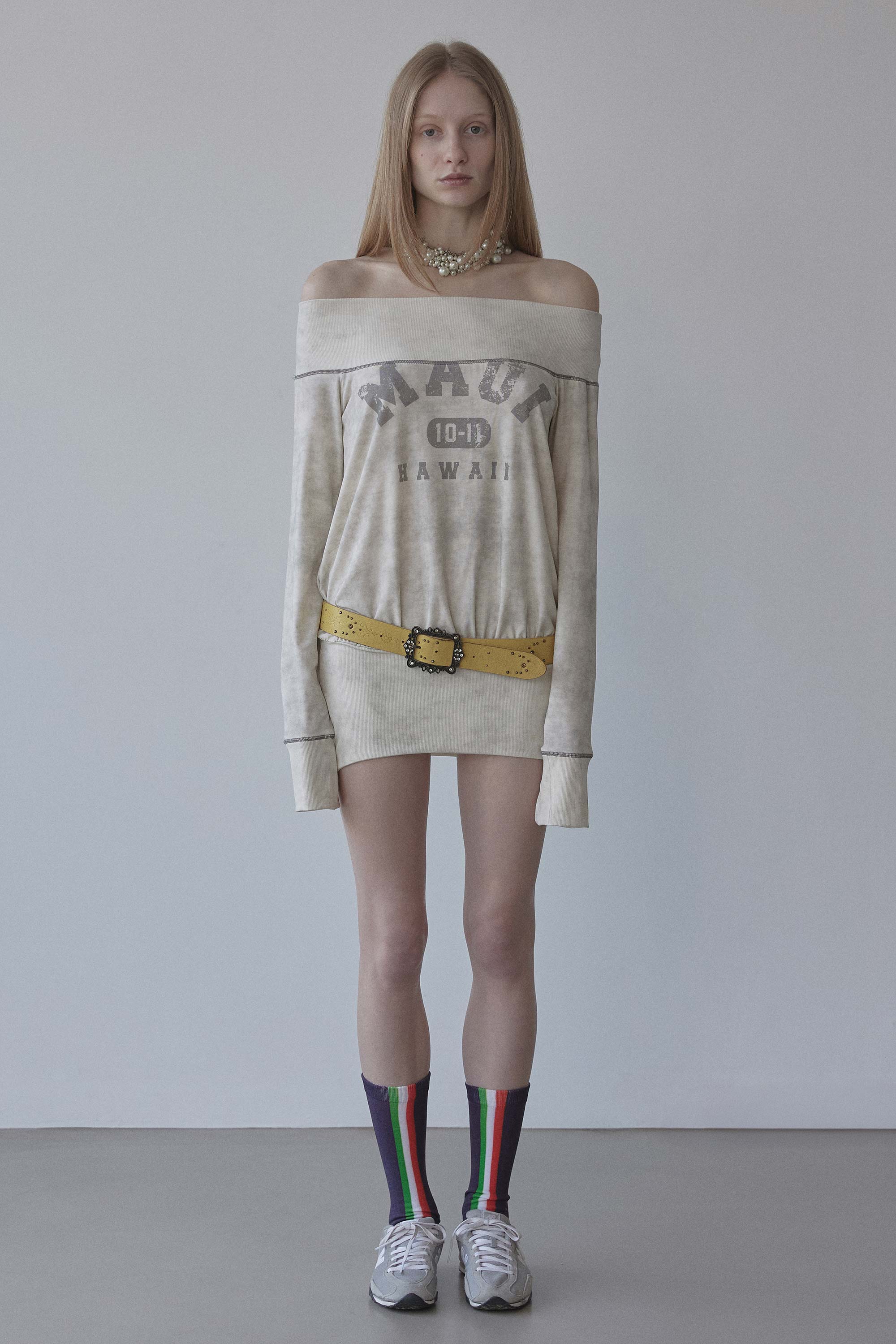 Maui Off-Shoulder Dress Washed Raw