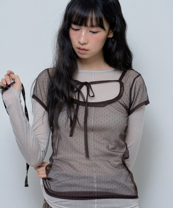 3-WAY DOT LAYERED LONG SLEEVE (BEIGE)