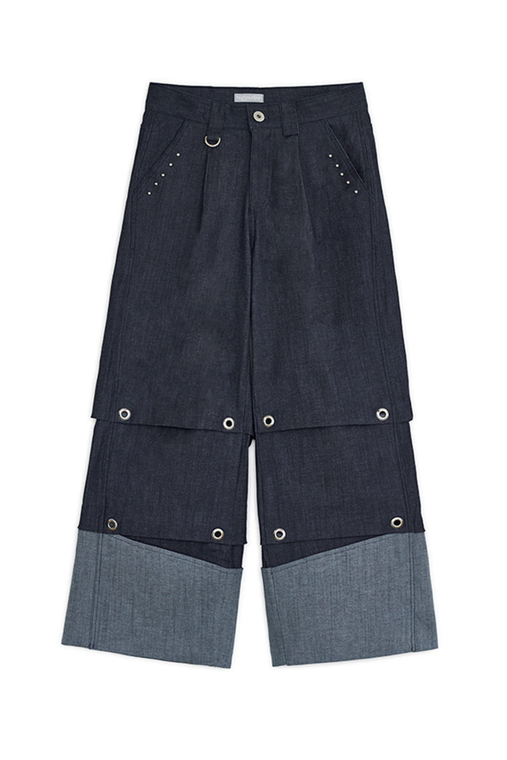 Tucked denim pants (Blue)