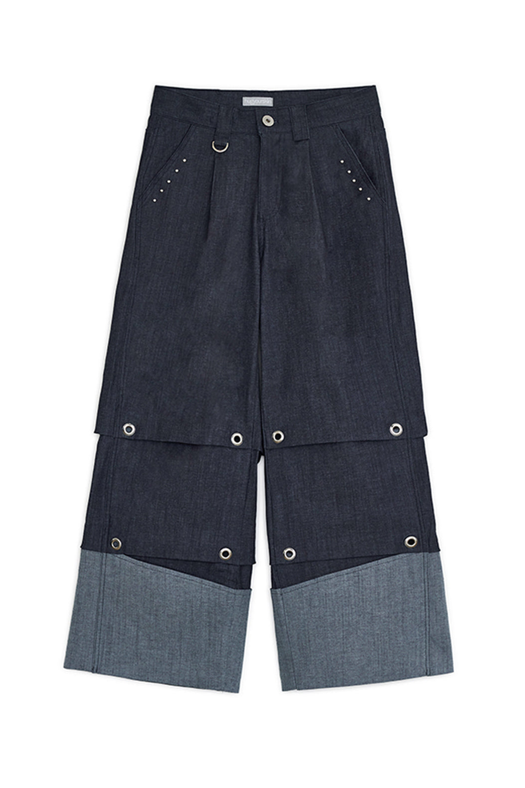 Tucked denim pants (Blue)