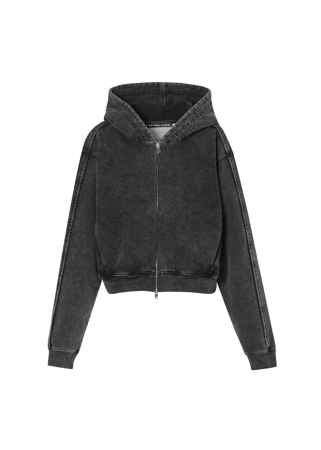 1710 SNOW WASHED CROPPED ZIP-FRONT HOODIE