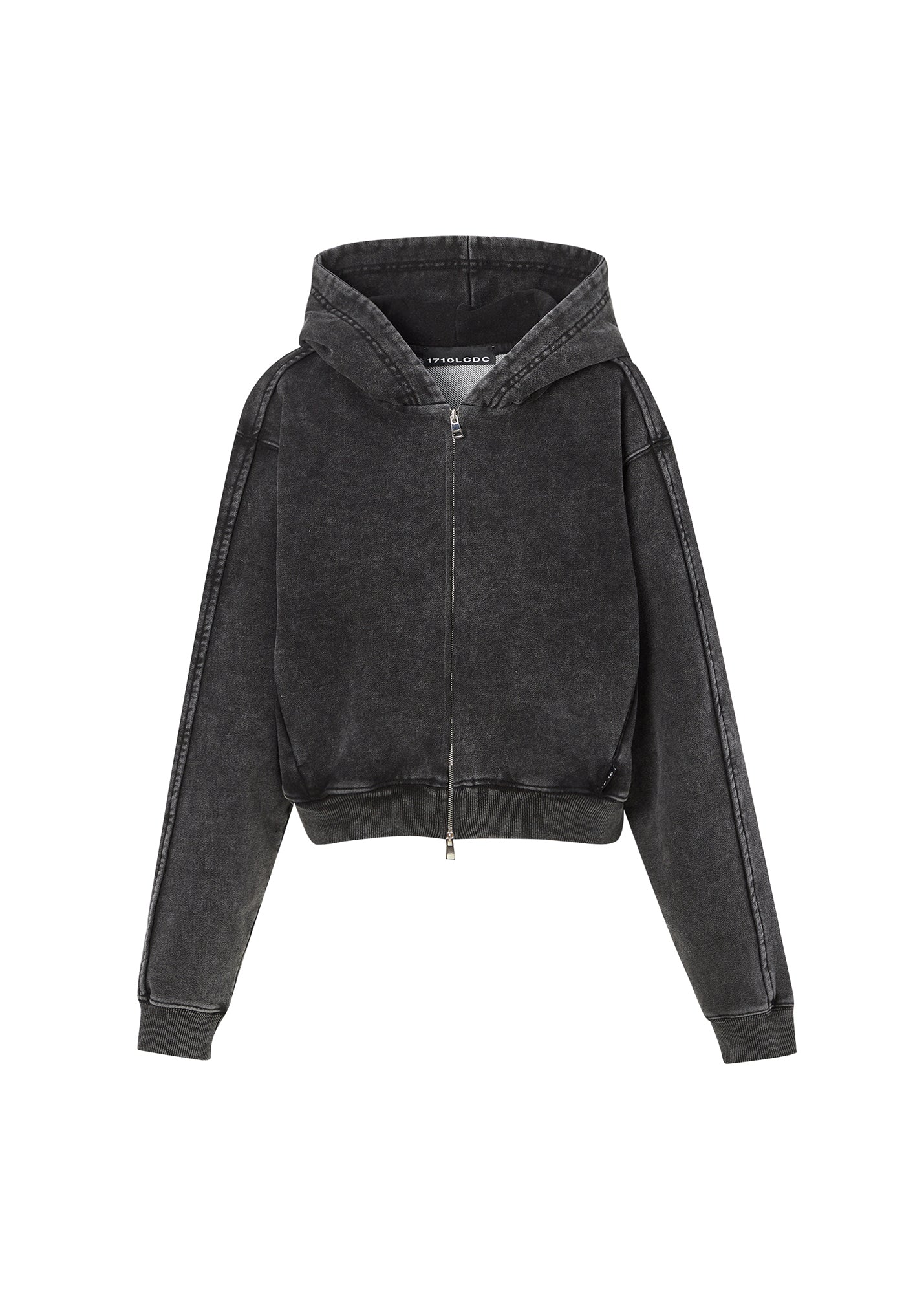 1710 SNOW WASHED CROPPED ZIP-FRONT HOODIE
