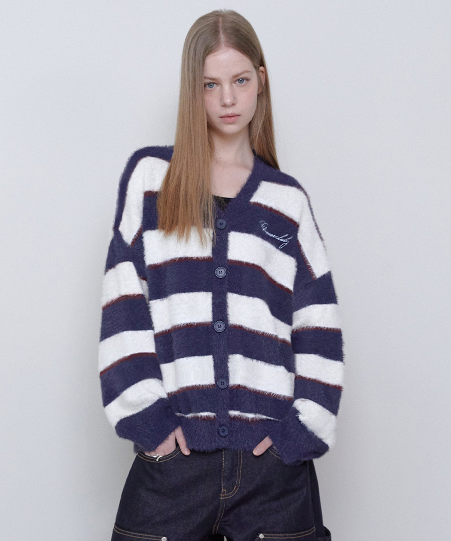 MULTI STRIPE CARDIGAN NAVY