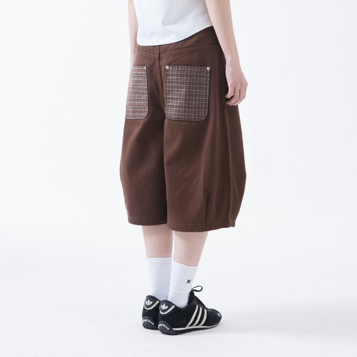 TCM check pocket half pants (brown)