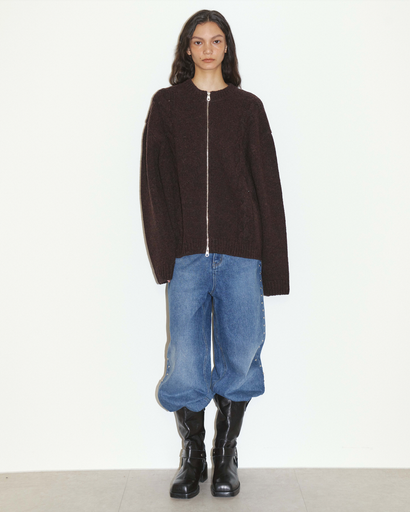 WOOL CABLE KNITTED JACKET / 2 Color