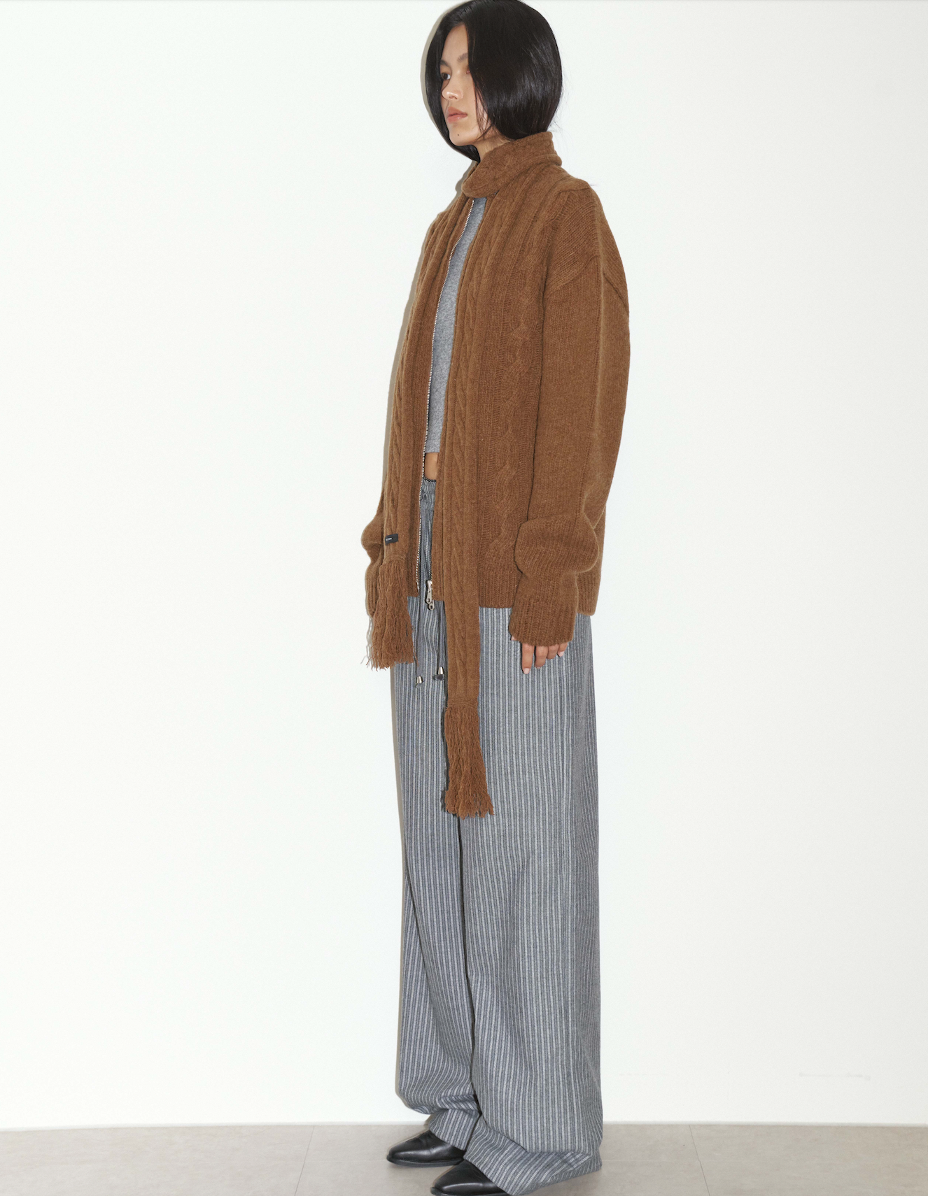 WOOL CABLE KNITTED JACKET / 2 Color