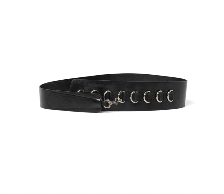Buckle Chain Leather Belt / 2 COLOR
