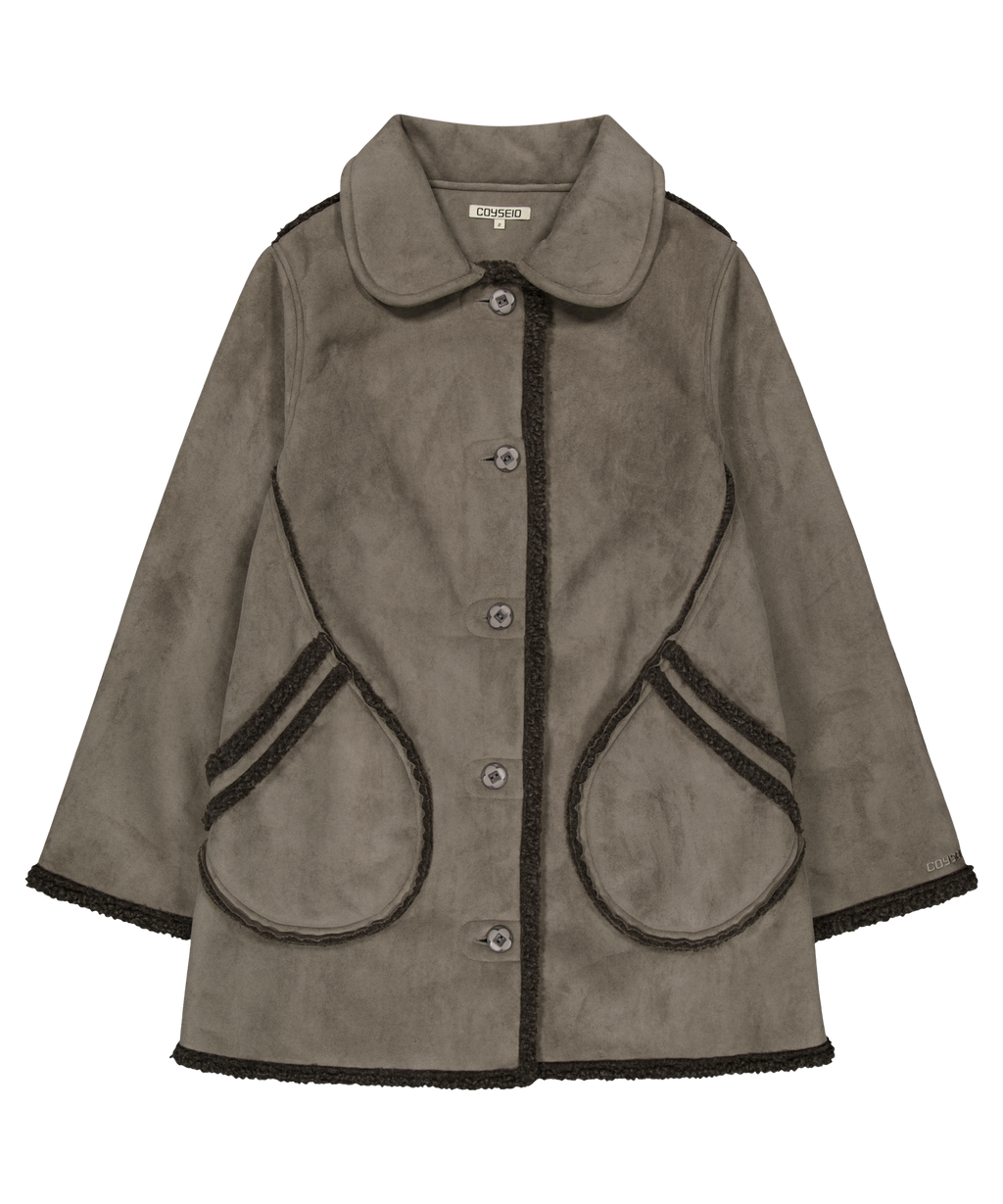 ROUND COLLAR SUEDE JACKET BROWN