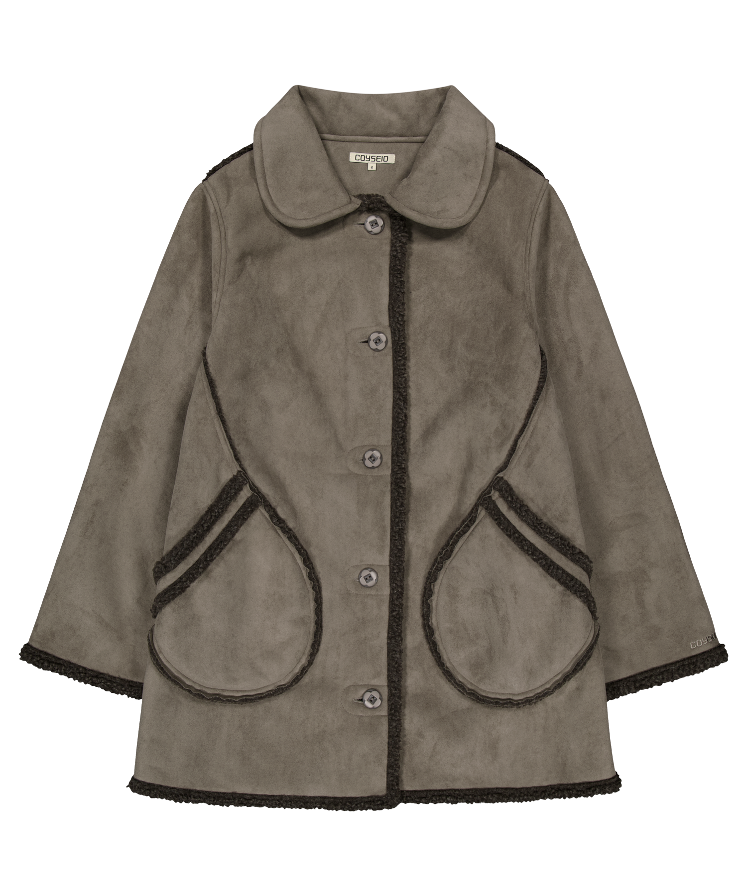 ROUND COLLAR SUEDE JACKET BROWN