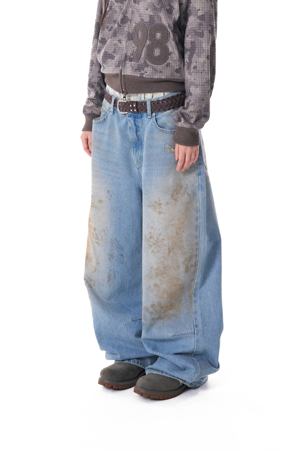 Dirty Washed Denim Pants (Blue)