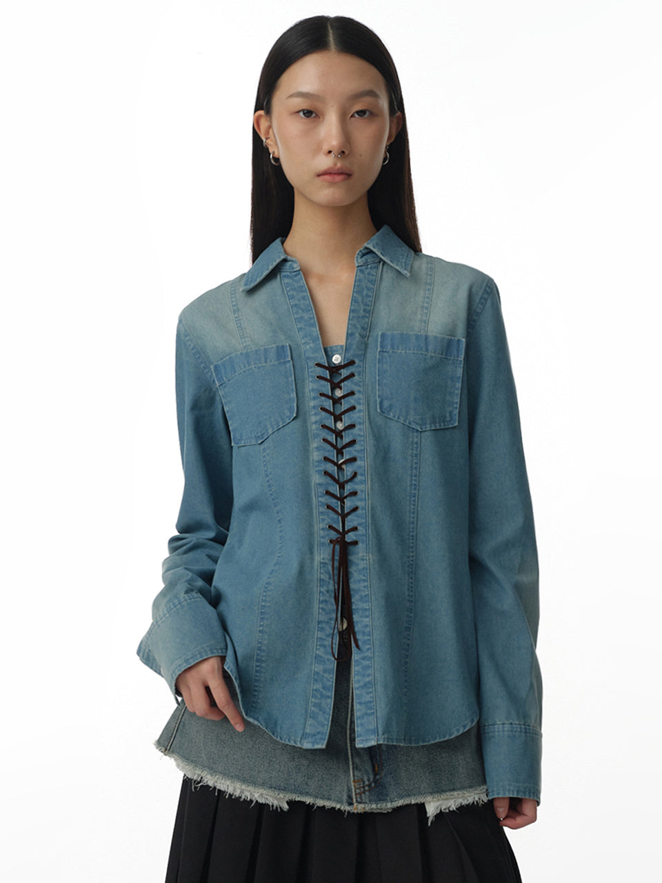 Corset Midi Shirts Fade Blue