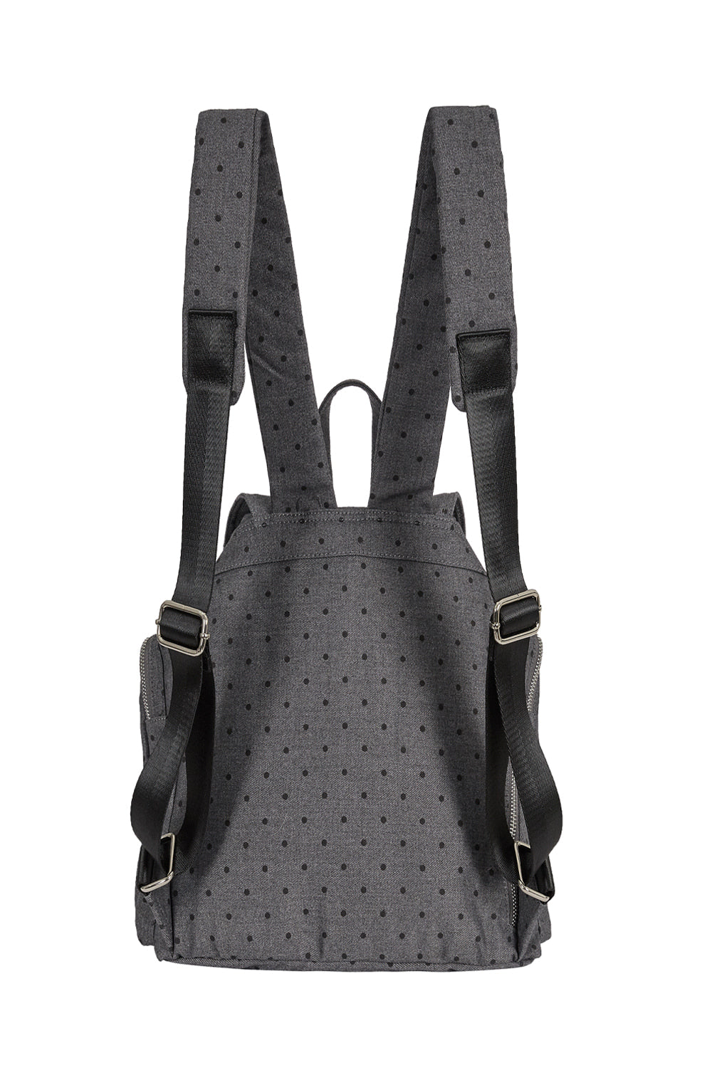 Pattern Buckle Backpack Dot Charcoal