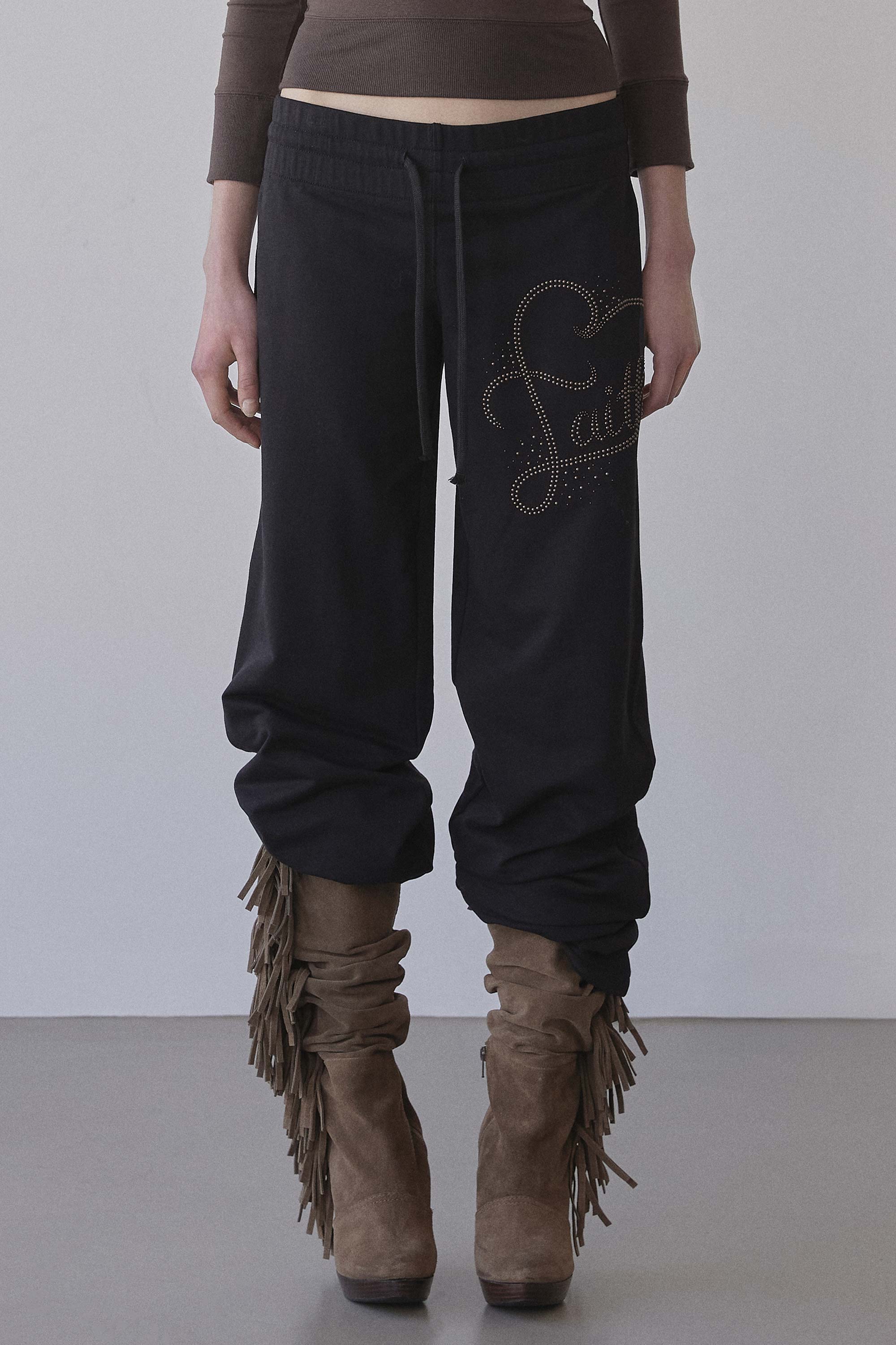 Faith Cotton Track Pants Black