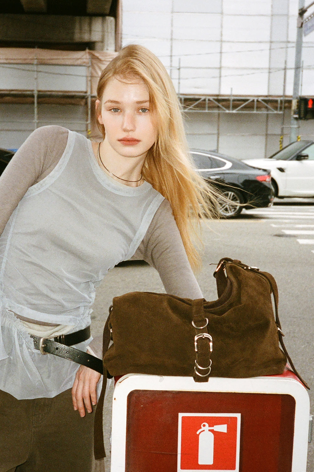 DIDI BELTED BIG BAG(2-WAY) / BROWN SUEDE