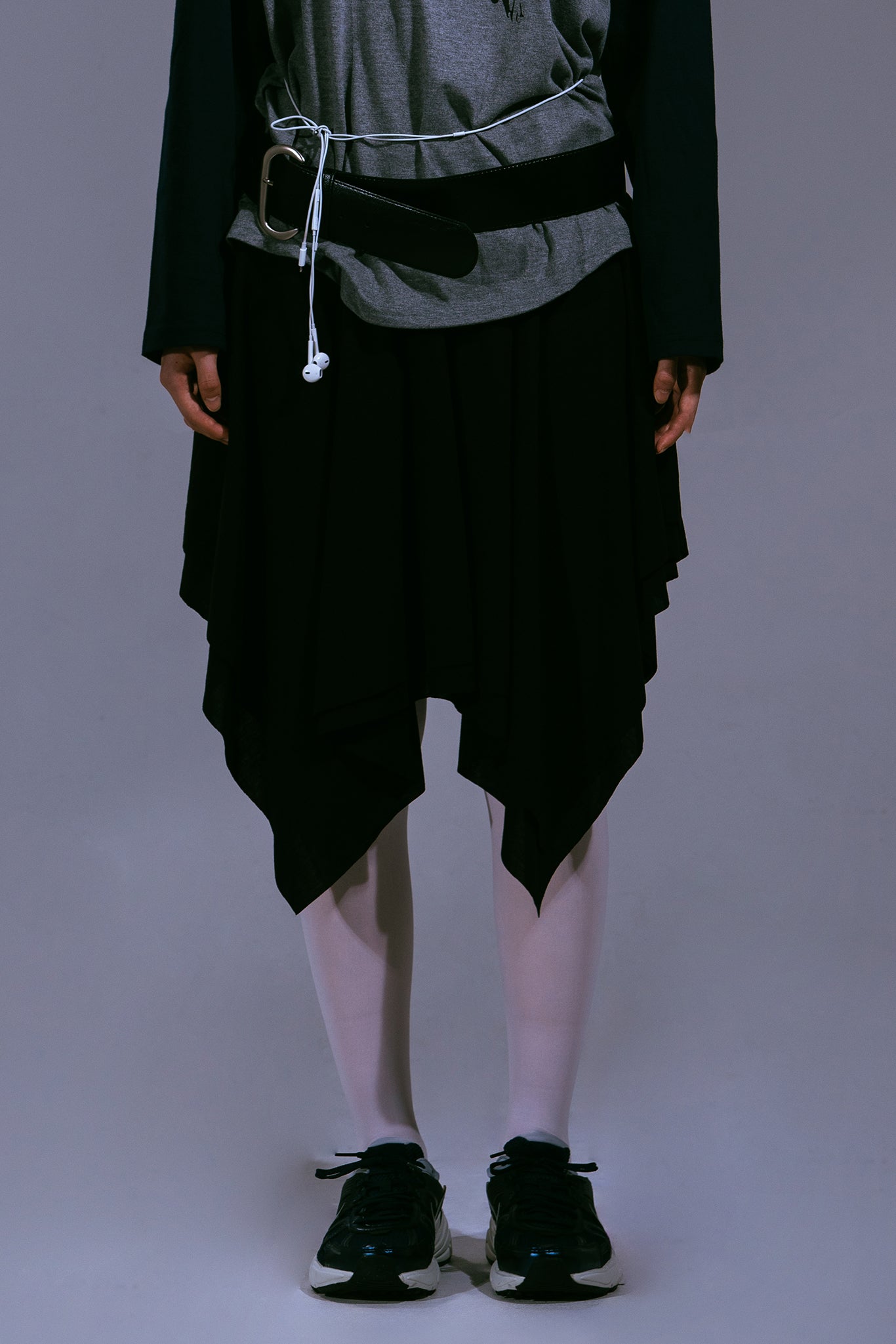 BANDING FLARED SKIRT (BLACK)