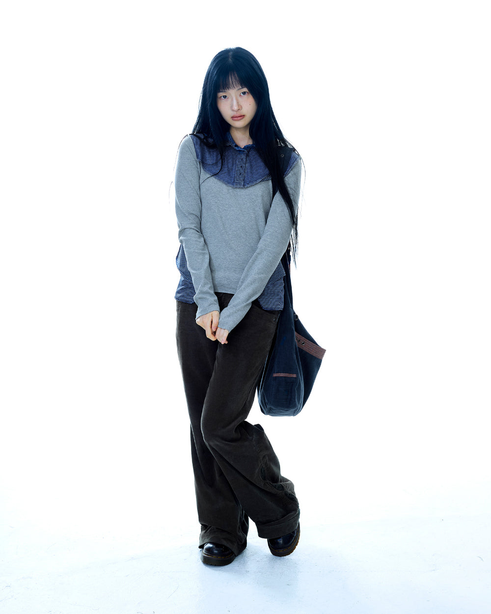 STRIPE POINT CROSS BAG NAVY